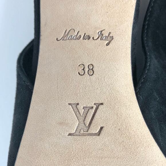 NEW Louis Vuitton Sparkle Slingback Chain Black Suede Kitten Heel Pumps 38 - Picture 8 of 9